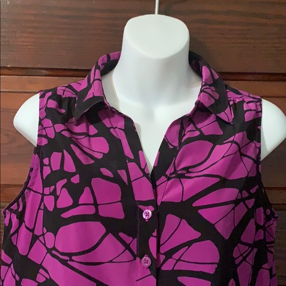 Dana Buchanan Black Purple Sleeveless Button Top 👠 - Picture 2 of 13